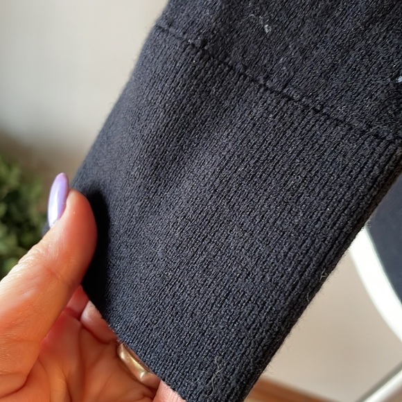 KATE SPADE black sweater knit cardigan JEWELED embellished neckline cashmere XS - Picture 5 of 11